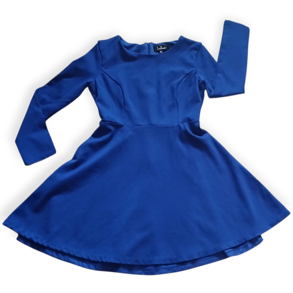 LULUS FOREVER CHIC ROYAL BLUE LONG SLEEVE DRESS. SIZE M - Picture 12 of 16